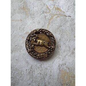 Vintage Gold Aries Zodiac Brooch Pin With Intricate Filigree Design & Ram Motif